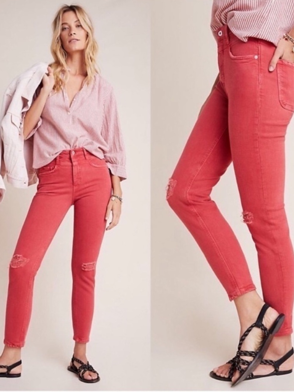 Anthropologie Pilcro & The Letterpress Ultra High Rise Jeans Pink 20W Stretchy